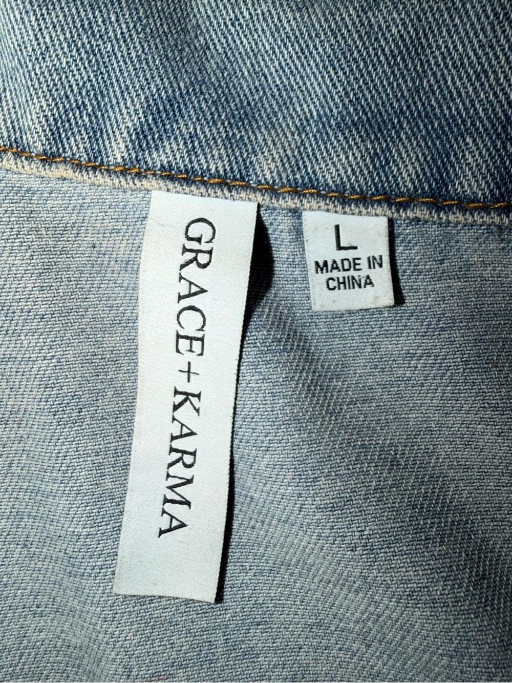 Grace+Karma Denim Jacket - Light Blue - Puff Shoulder - Women's L - Picture 3 of 4